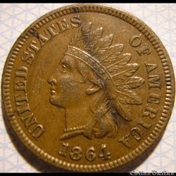 1864 L One Cent - Repunched Date