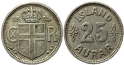 Christian X of Denmark - 25 Aurar 1925 Iceland