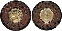 Victoria - Penny Model 1844 - Token - Filled Die error