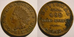 Civil War 1863 - Merchant Token, B. Maloney - New York, USA