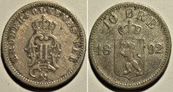 Norway - Oskar II - 10 Øre 1892