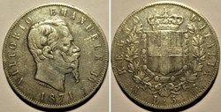 1871 Regno d'Italia - 5 Lire, Milano- Vittorio Emanuele II (ex.2)