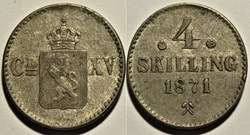 Norway - Carl XV of Sweden - 4 Skilling 1871