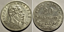 1863 Royaume d'Italie, 20 Centesimi, Torino - Vittorio Emanuele II (ex.2)