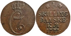 Christian VII - 1/2 Skilling Dansk 1771