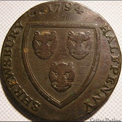1794 HalfPenny - Shropshire, Shrewsbury / Woolpack