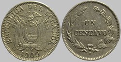 Ecuador - Un Centavo 1909, Heaton Mint