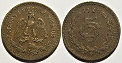 México - 5 Centavos 1921 - E.U. Mexicanos