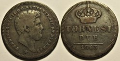 1843 Royaume de Naples, 2 Tornesi - Ferdinando II (ex.3) Argenture