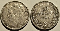 Wilhelmina of Nederland - 10 Cents 1904