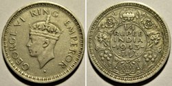 George VI - 1/4 Rupee 1943 Lahore - British India