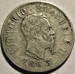 1863 Royaume d'Italie, 50 Centesimi, Napoli - Vittorio Emanuele II