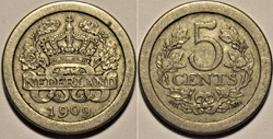 Wilhelmina of Nederland - 5 Cents 1909