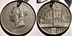Victoria - 1887 Golden Jubilee Medallion, Whitby Abbey - England