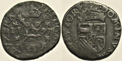 Philip II of Spain - 1/2 Liard or Gigot 1597 - Antwerp, Brabant