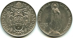Pio XI, Papa - 1 Lira 1935, Anno XIV - Vaticano