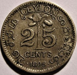 Victoria - 25 Cents 1895 Ceylon (error)