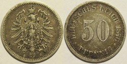 Wilhelm I - 50 Pfennige 1876 Hamburg, German Empire