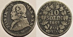 Pio IX, Pope - 10 Soldi 1867, Anno XXI - Vaticano - Doubling Date 1867/7