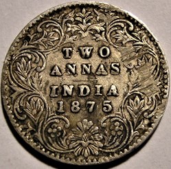 Victoria - Two Annas 1875 Calcutta - British India (ex.2)