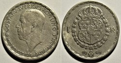 Gustaf V of Sweden - 1 Krona 1946