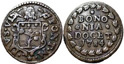 Pius VI, Pope - Quattrino 1784 Bologna, Papal States
