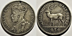 George V - Half Rupee 1934 - Mauritius (ex.2)
