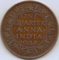 George VI - One Quarter of Anna 1938 Calcutta - British India