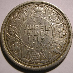 George V - 1/4 Rupee 1913 Bombay - British India