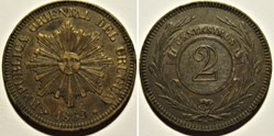 Uruguay - 2 Centésimos 1869 Heaton