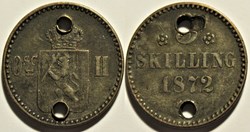 Oskar II - 3 Skilling 1872 Norway