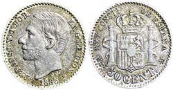 1885/1 - 50 Centimos - Alfonso XII de España (Overdate)