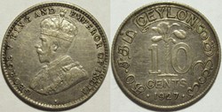 George V - 10 Cents 1927 - Ceylon, British Sri Lanka