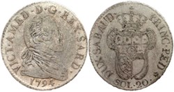 1794 Royaume de Sardaigne, 20 Soldi - Victor-Amédée III de Savoie