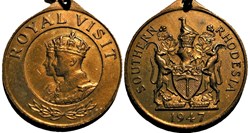 George VI & Elizabeth - 1947 Visit to Southern Rhodesia Medallion - UK
