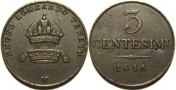 1846 Regno Lombardo-Veneto, 3 Centesimi Milano - Ferdinando I