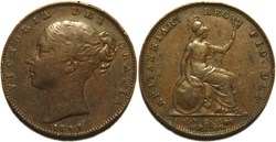 Victoria - One Farthing 1843/2 Overdate - Kingdom of Great Britain
