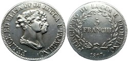 1807 Principauté de Lucca & Piombino, 5 Franchi - Felix & Elisa Napoleon