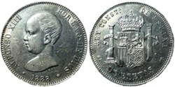 1888 - 5 Pesetas - Alfonso XIII de España