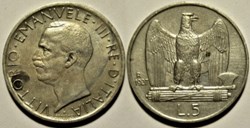 1927 Royaume d'Italie, 5 Lire, Roma - Vittorio Emanuele III - Error