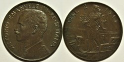 1917 Regno d'Italia, 2 Centesimi, Roma - Vittorio Emanuele III (ex.2)