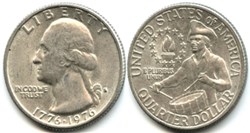 1976 S Silver Quarter Dollar - Bicentennial 1776-1976