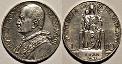 Pio XI, Papa - 10 Lire 1929, Regina Pacis - Vaticano