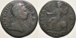 1774 Half Penny No Regal - George III of Great Britain (ex.6)