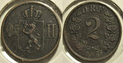 Norway - Oskar II - 2 Øre 1876