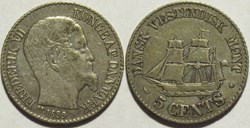 Frederik VII Denmark - 5 Cents 1859, West Indies (2)