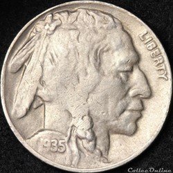 1935 Denver 5 Cents - Repunched Mint
