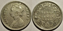 Victoria - 1/4 Rupee 1862 Calcutta - British India