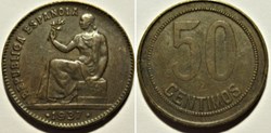 1937 - 50 Centimos - Second Republic of Spain