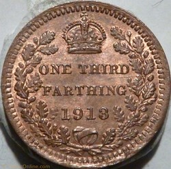 George V - One Third Farthing 1913 - United Kingdom